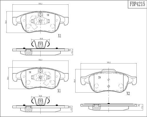 FI.BA FBP4215 - Тормозные колодки, дисковые, комплект unicars.by