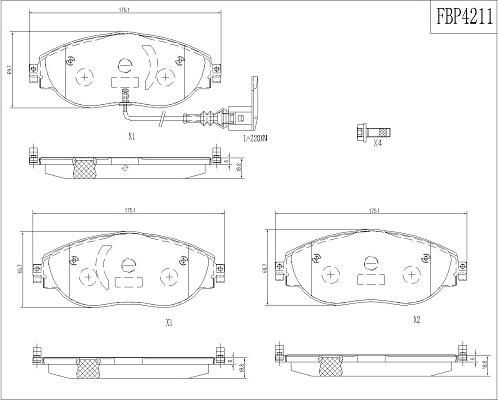 FI.BA FBP4211 - Тормозные колодки, дисковые, комплект unicars.by