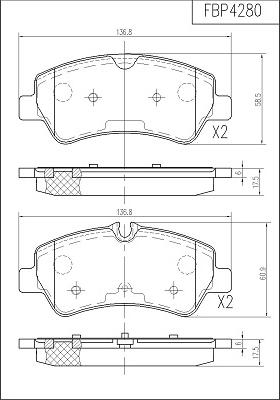 FI.BA FBP4280 - Тормозные колодки, дисковые, комплект unicars.by