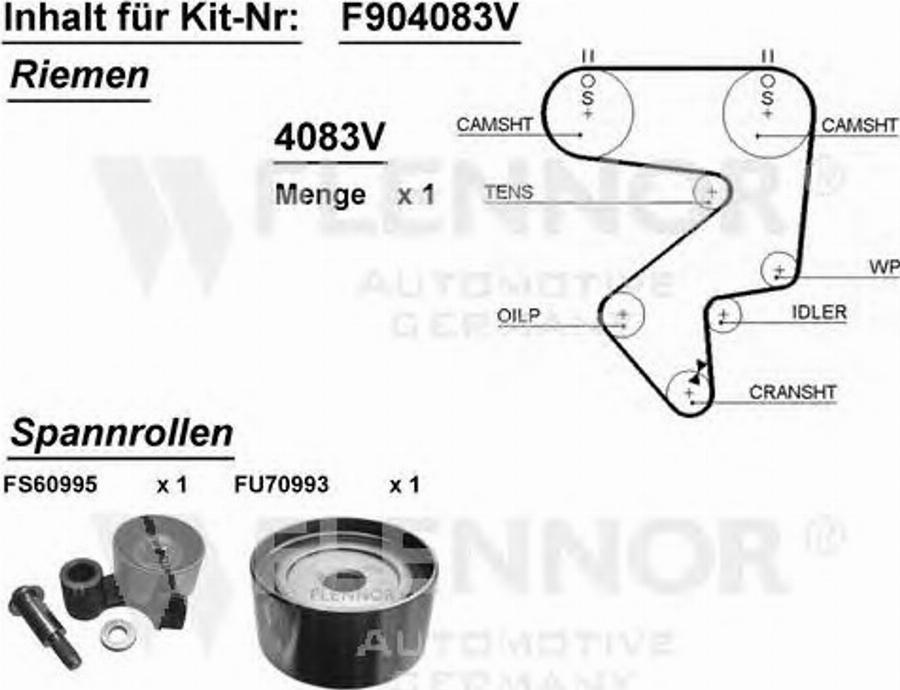 Flennor F904083V - Комплект зубчатого ремня ГРМ unicars.by