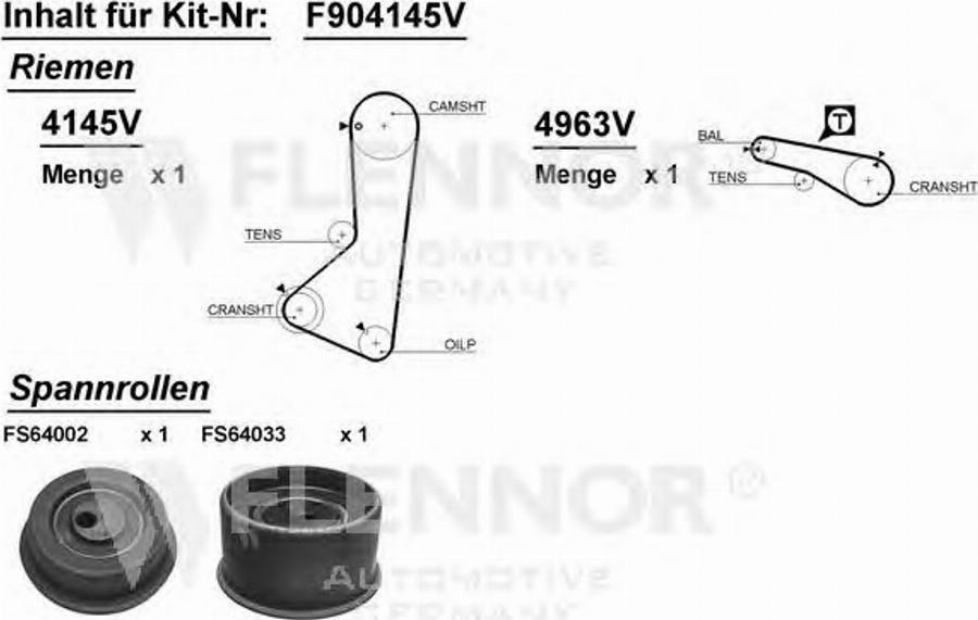 Flennor F904145V - Комплект зубчатого ремня ГРМ unicars.by