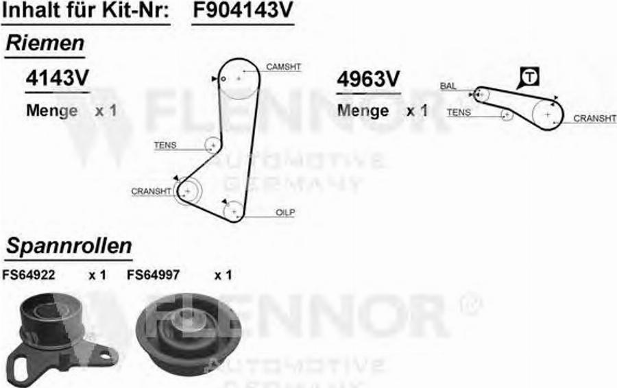 Flennor F904143V - Комплект зубчатого ремня ГРМ unicars.by