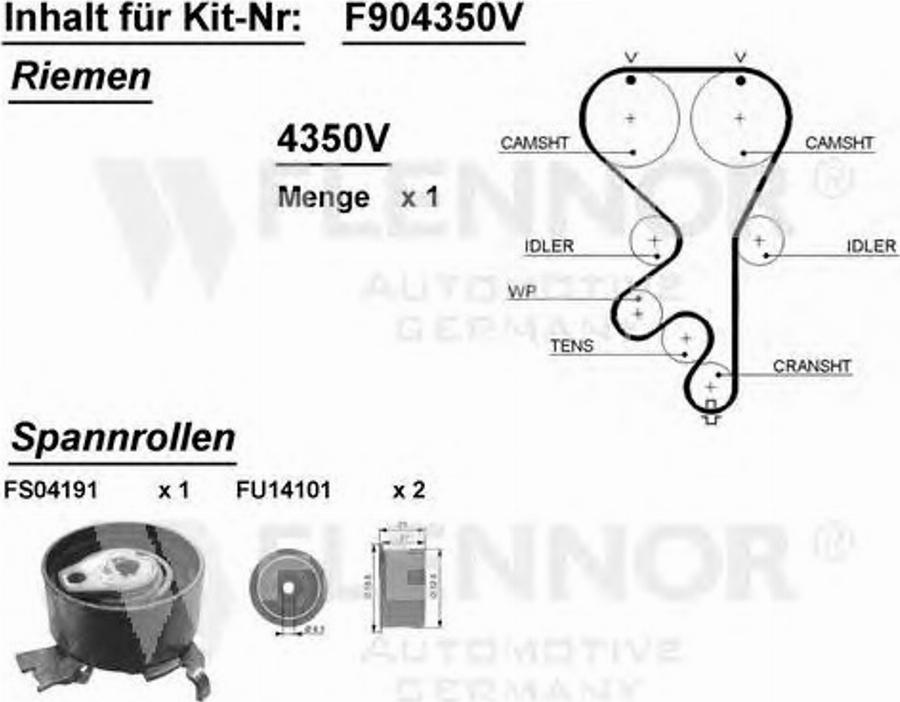 Flennor F904350V - Комплект зубчатого ремня ГРМ unicars.by