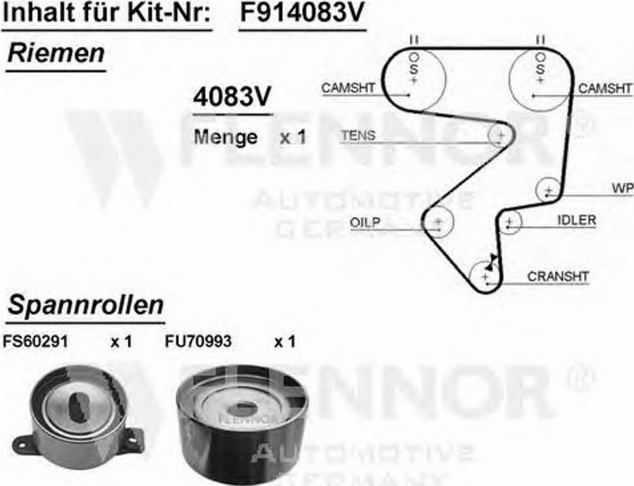 Flennor F914083V - Комплект зубчатого ремня ГРМ unicars.by