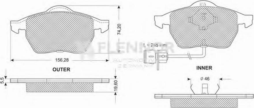 Flennor FB210183 - Тормозные колодки, дисковые, комплект unicars.by