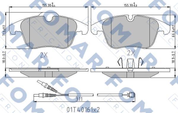 FOMAR Friction FO 996081 - Тормозные колодки, дисковые, комплект unicars.by