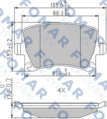 FOMAR Friction FO 912381 - Тормозные колодки, дисковые, комплект unicars.by