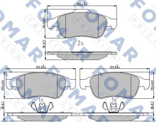 FOMAR Friction FO 931481 - Тормозные колодки, дисковые, комплект unicars.by