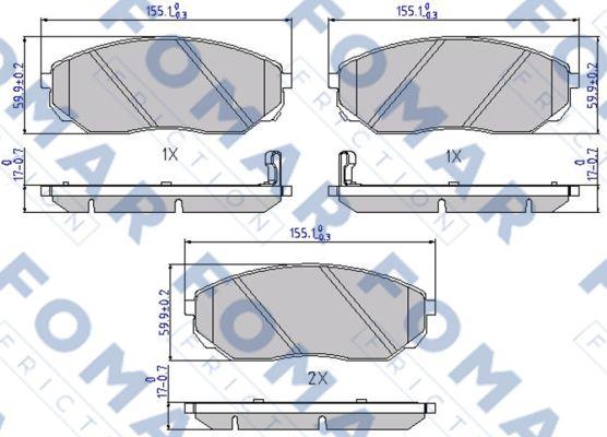 FOMAR Friction FO 931881 - Тормозные колодки, дисковые, комплект unicars.by