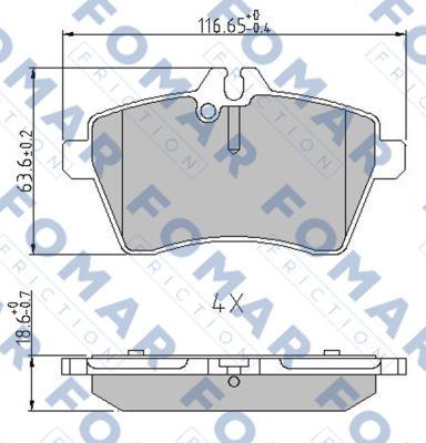 FOMAR Friction FO 929681 - Тормозные колодки, дисковые, комплект unicars.by