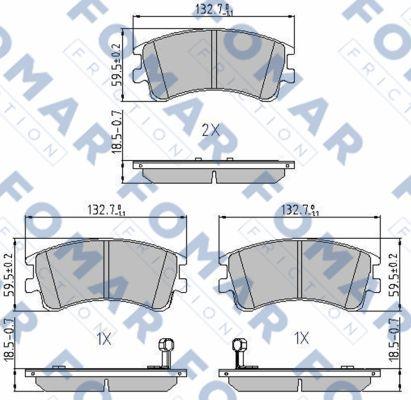 FOMAR Friction FO 924981 - Тормозные колодки, дисковые, комплект unicars.by