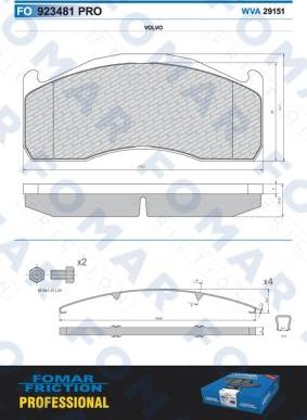 FOMAR Friction FO 923481 - Тормозные колодки, дисковые, комплект unicars.by