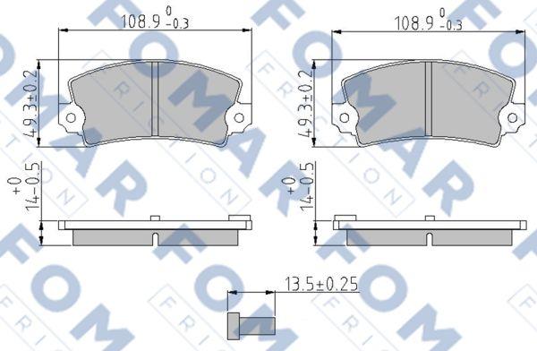 FOMAR Friction FO 422687 - Тормозные колодки, дисковые, комплект unicars.by