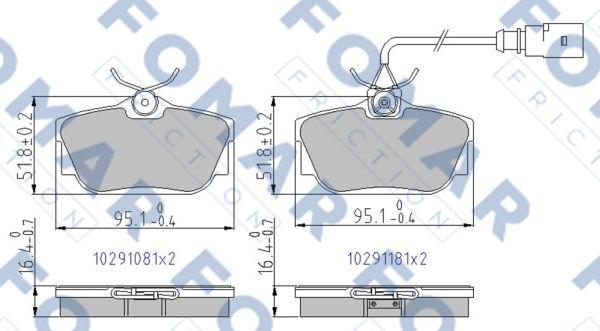 FOMAR Friction FO 691181 - Тормозные колодки, дисковые, комплект unicars.by