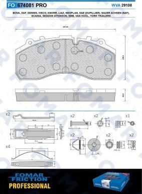 FOMAR Friction FO 674081 - Тормозные колодки, дисковые, комплект unicars.by