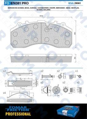 FOMAR Friction FO 674381 - Тормозные колодки, дисковые, комплект unicars.by