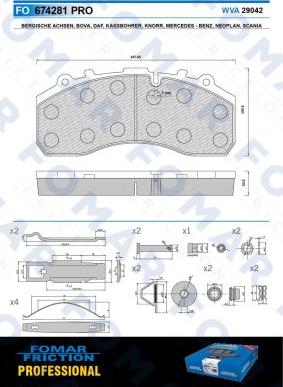 FOMAR Friction FO 674281 - Тормозные колодки, дисковые, комплект unicars.by