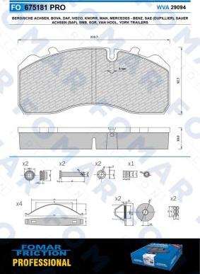 FOMAR Friction FO 675181 - Тормозные колодки, дисковые, комплект unicars.by