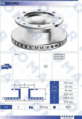 FOMAR Friction FO 0371 PRO - Тормозной диск unicars.by