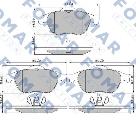 FOMAR Friction FO 897081 - Тормозные колодки, дисковые, комплект unicars.by