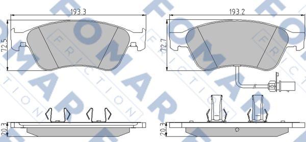 FOMAR Friction FO 858881 - Тормозные колодки, дисковые, комплект unicars.by