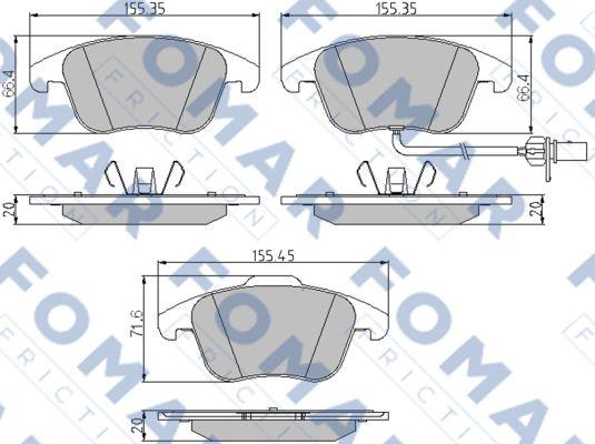 FOMAR Friction FO 862381 - Тормозные колодки, дисковые, комплект unicars.by