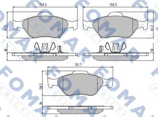 FOMAR Friction FO 800281 - Тормозные колодки, дисковые, комплект unicars.by