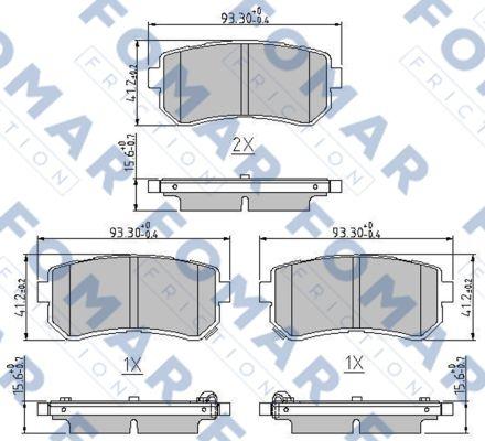 FOMAR Friction FO 244581 - Тормозные колодки, дисковые, комплект unicars.by