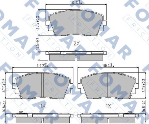 FOMAR Friction FO 244681 - Тормозные колодки, дисковые, комплект unicars.by