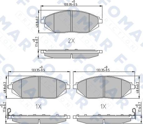 FOMAR Friction FO 242281 - Тормозные колодки, дисковые, комплект unicars.by