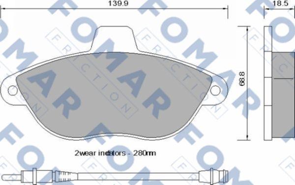 FOMAR Friction FO 742581 - Тормозные колодки, дисковые, комплект unicars.by