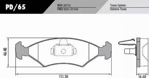 FRAS-LE PD65 - Тормозные колодки, дисковые, комплект unicars.by