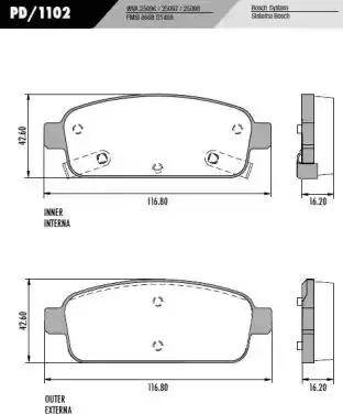 FRAS-LE PD1102 - Тормозные колодки, дисковые, комплект unicars.by