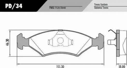 FRAS-LE PD/34 - Тормозные колодки, дисковые, комплект unicars.by