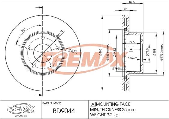 FREMAX BD-9044 - Тормозной диск unicars.by