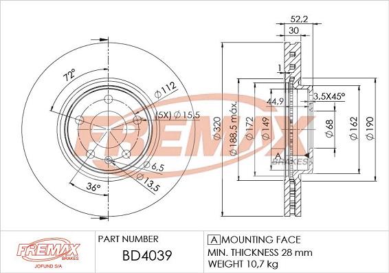 FREMAX BD-4039 - Тормозной диск unicars.by