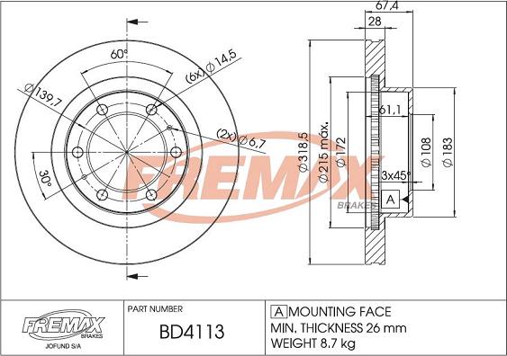 FREMAX BD-4113 - Тормозной диск unicars.by