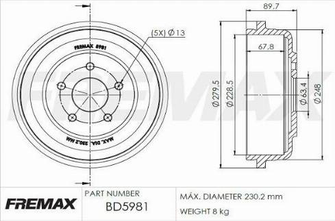 FREMAX BD-5981 - Тормозной барабан unicars.by