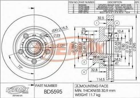 FREMAX BD5595 - Тормозной диск unicars.by