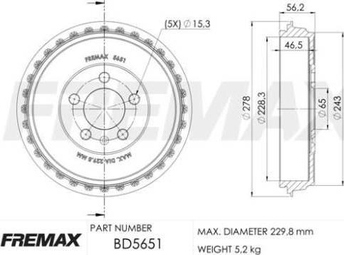 FREMAX BD-5651 - Тормозной барабан unicars.by