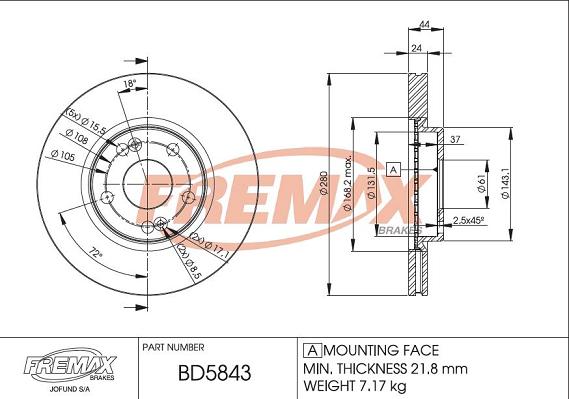 FREMAX BD-5843 - Тормозной диск unicars.by