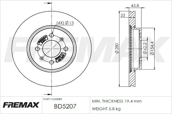 FREMAX BD-5207 - Тормозной диск unicars.by