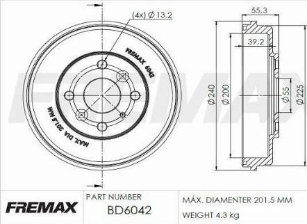 FREMAX BD-6042 - Тормозной барабан unicars.by