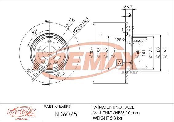 FREMAX BD-6075 - Тормозной диск unicars.by