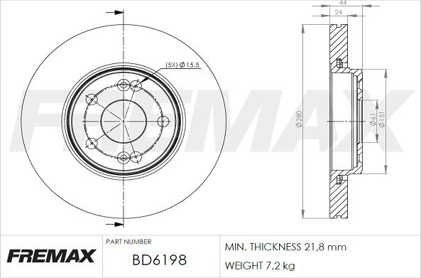 FREMAX BD-6198 - Тормозной диск unicars.by