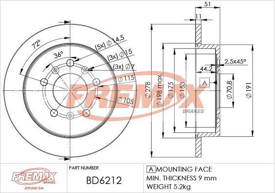 FREMAX BD-6212 - Тормозной диск unicars.by