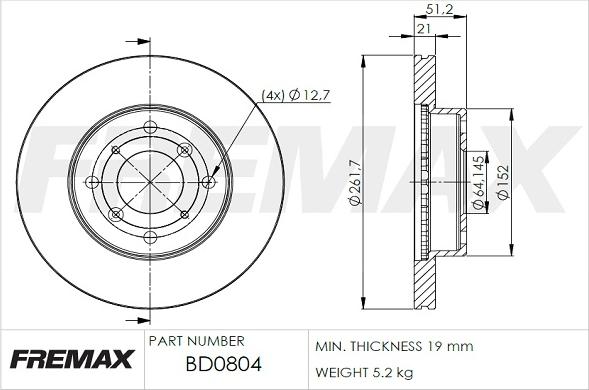 FREMAX BD-0804 - Тормозной диск unicars.by