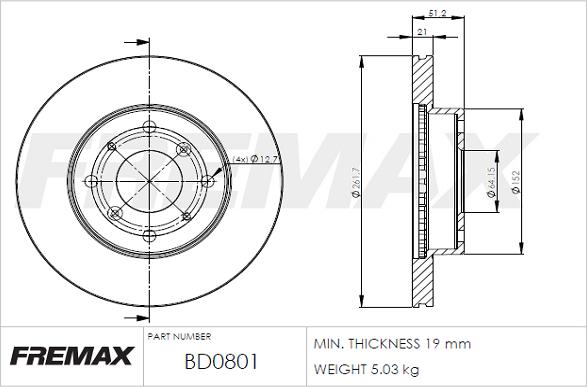 FREMAX BD-0801 - Тормозной диск unicars.by