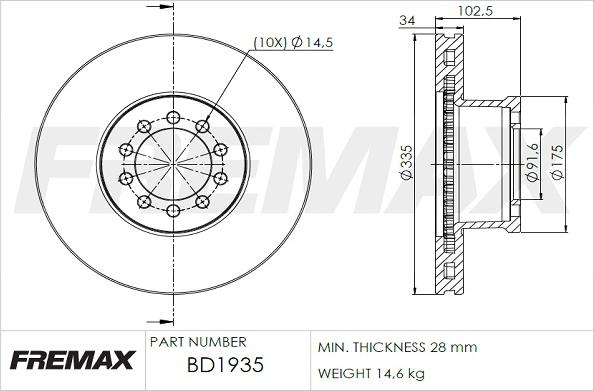 FREMAX BD-1935 - Тормозной диск unicars.by