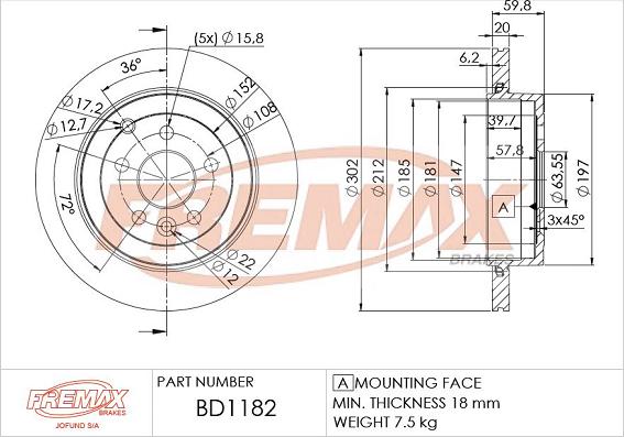 FREMAX BD-1182 - Тормозной диск unicars.by